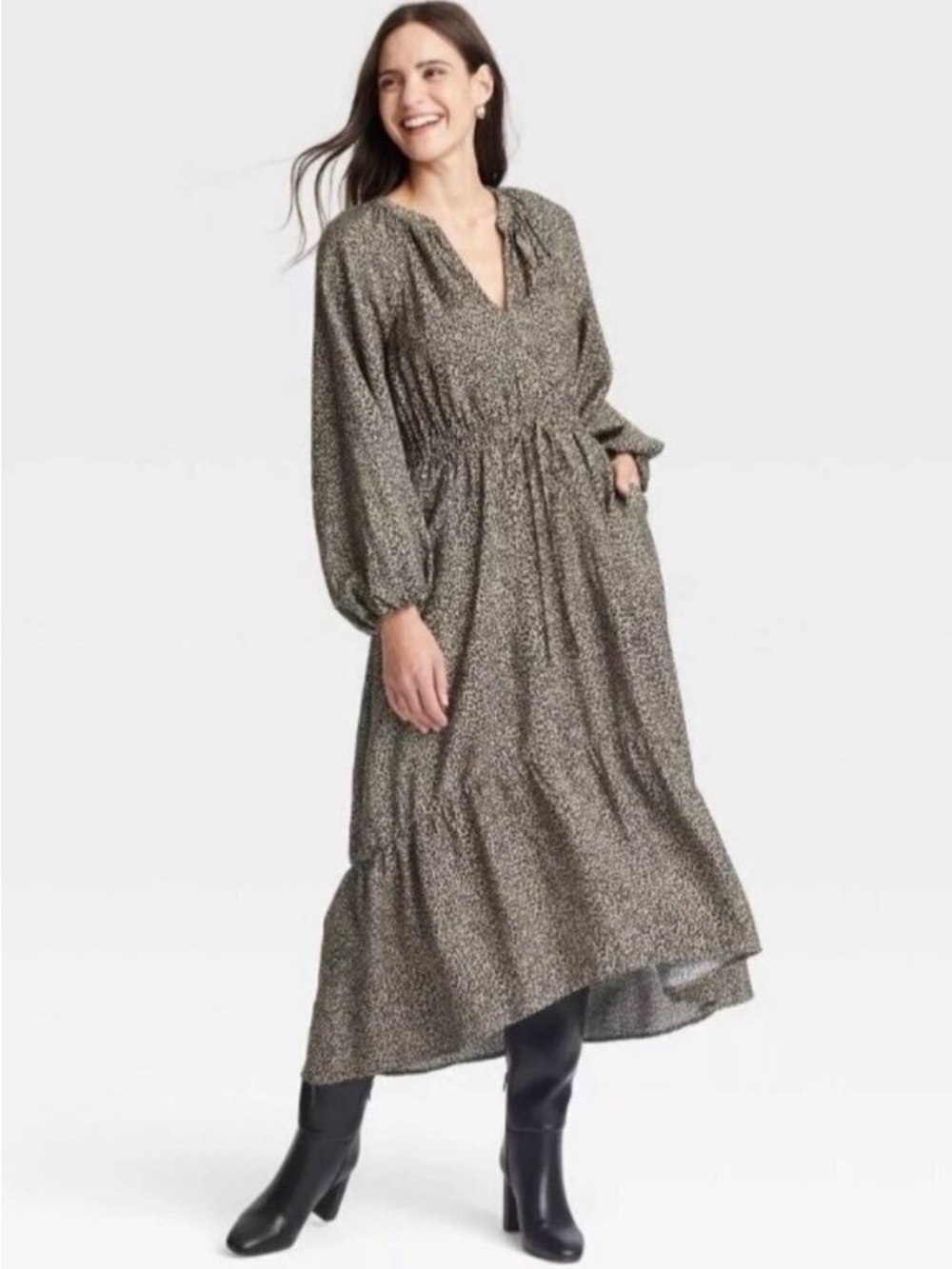 New women’s leopard print Long Sleeve Dress xs